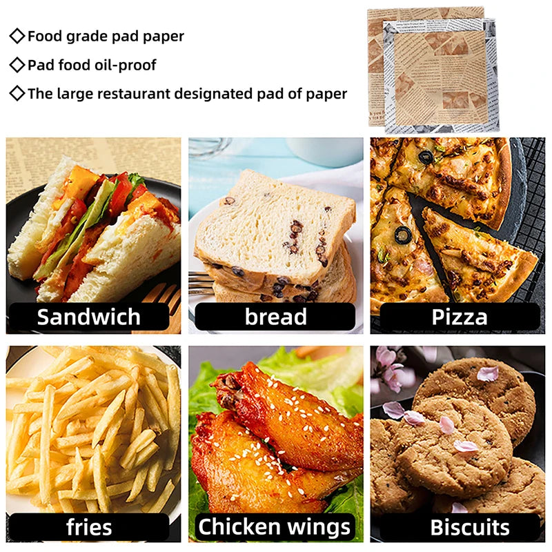 100 Pc Oil-Absorbing Wax Paper – Grease-Proof Baking & Food Wrap Baking & Food Wrap Paper Axl