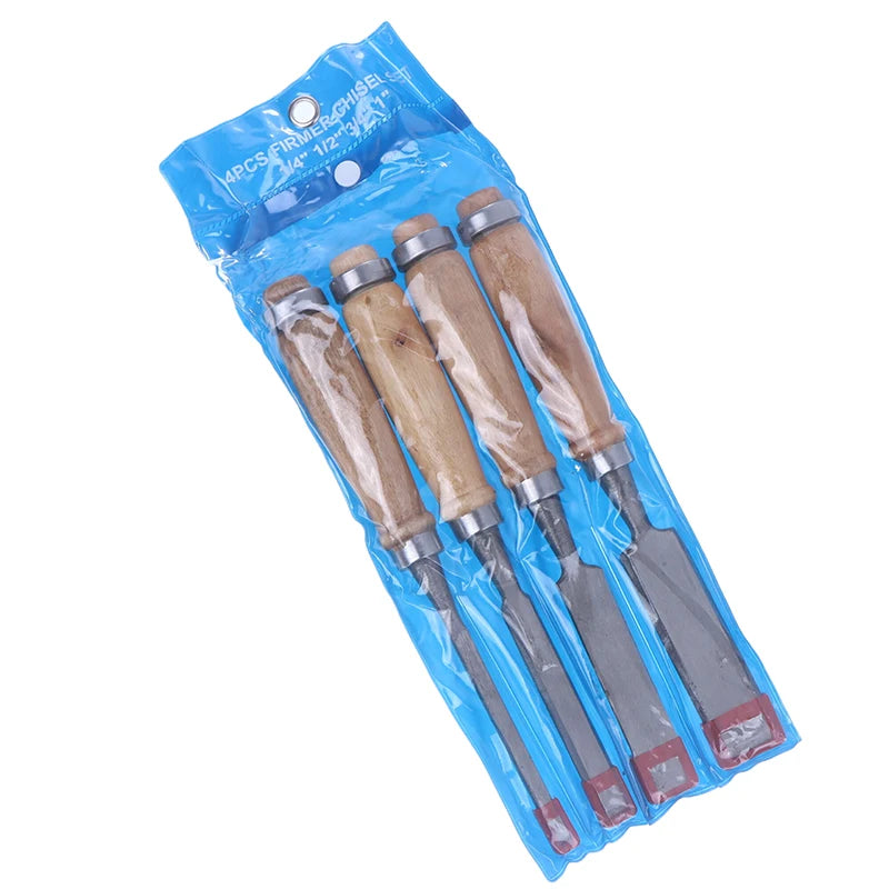 4-Piece Wood Carving Chisel Set – 6/12/18/24mm Wood Handles Wood Carving Chisels Axl Iron