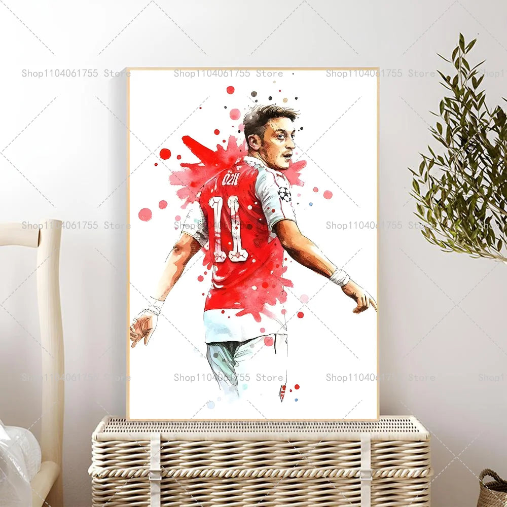 Watercolor Soccer Star Wall Poster – Self-Adhesive Art Sticker Wall Art Poster Axl z8 50x70cm No Frame