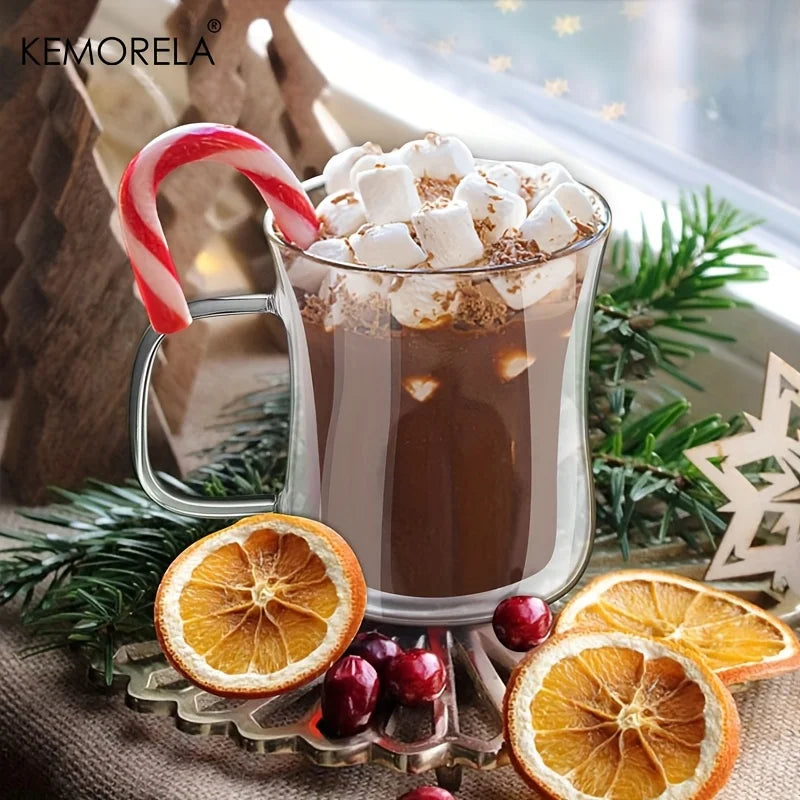 Double Wall Borosilicate Glass with Handle | 220/420ml Coffee Cup Insulated Coffee Glass Axl