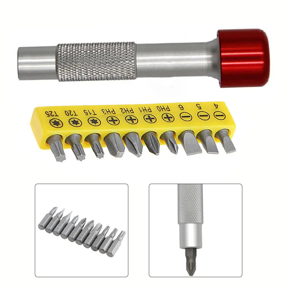 10-Piece Screwdriver Set – 180° Reversible Non-Slip Handle & Bits Screwdriver Set Axl