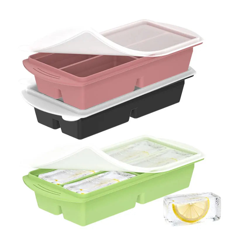 Silicone Food Freezer Mold – 4-Cup Portion Tray with Lid Silicone Freezer Tray Axl