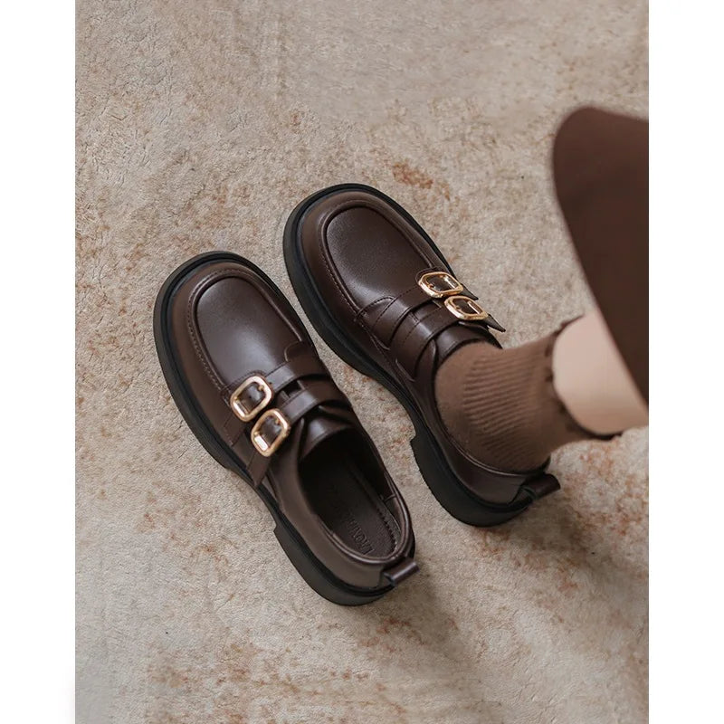 Women's Black Platform Loafers – British Style Casual Shoes Platform Loafers Axl brown 38