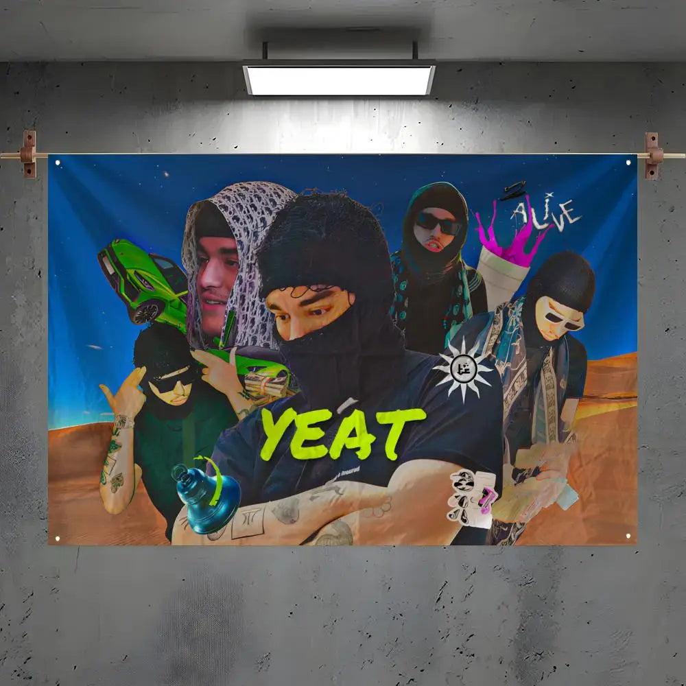 Yeat Rapper Flag – Bedroom Wall Banner & Concert Backdrop Wall Art Flag Axl White2 80x120cm