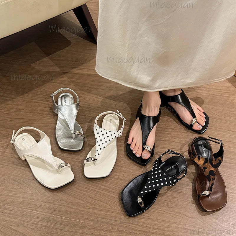 Women's Gladiator Clip Toe Sandals – Buckle Strap Beach Flats Gladiator Sandals Axl