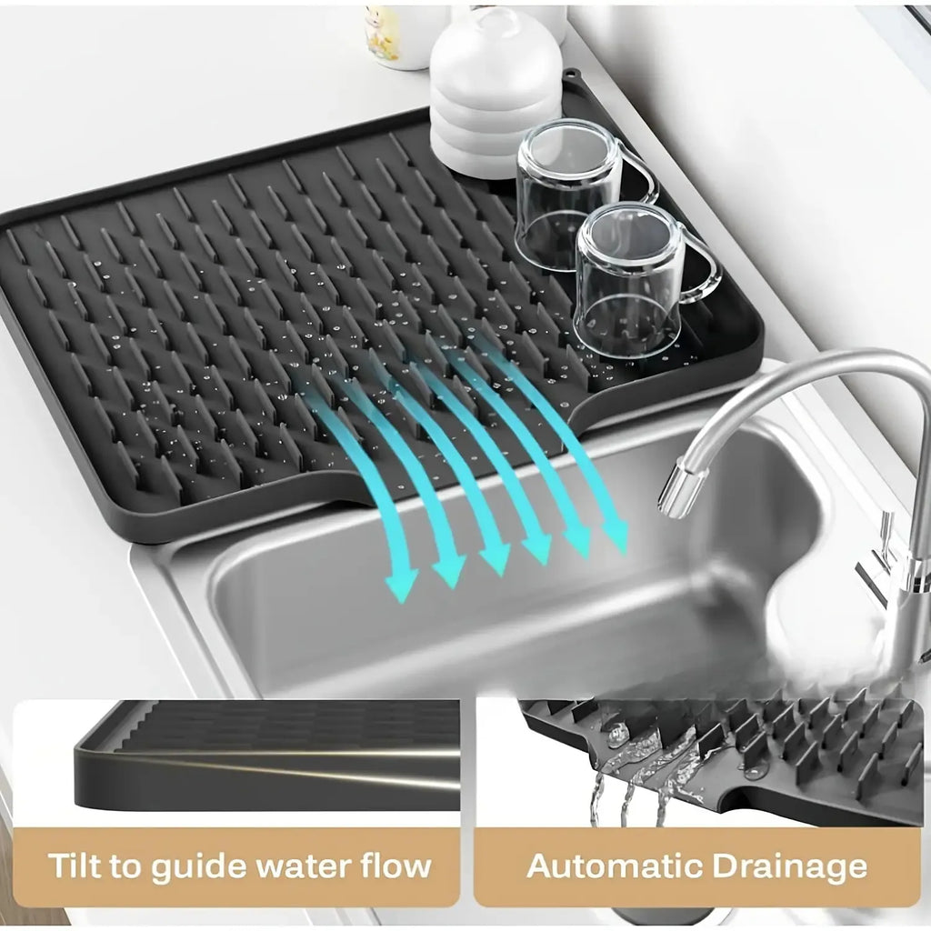 Large Silicone Dish Drying Mat – Non-Slip Drainage Board Dish Drying Mat Axl