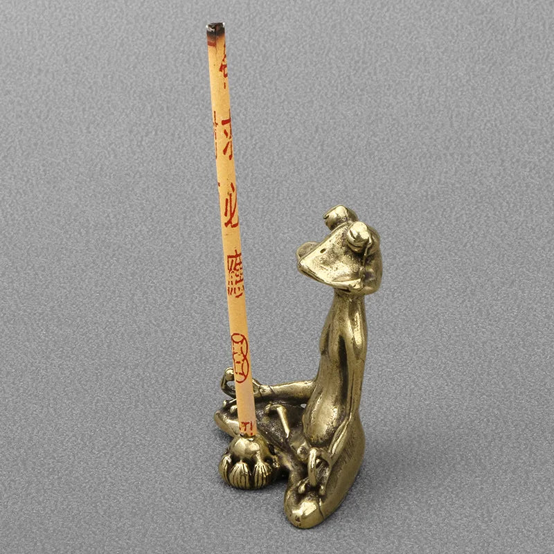 Zen Frog Bronze Statue – Incense Burner & Tea Pet Decor Bronze Figurine Axl
