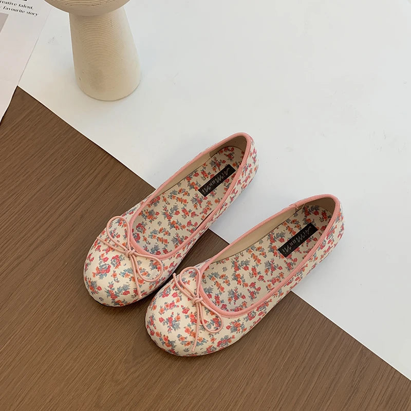 Women's Floral Ballet Flats – Butterfly-Knot Slip-On Dress Shoes Women's Ballet Flats Axl Floral 35
