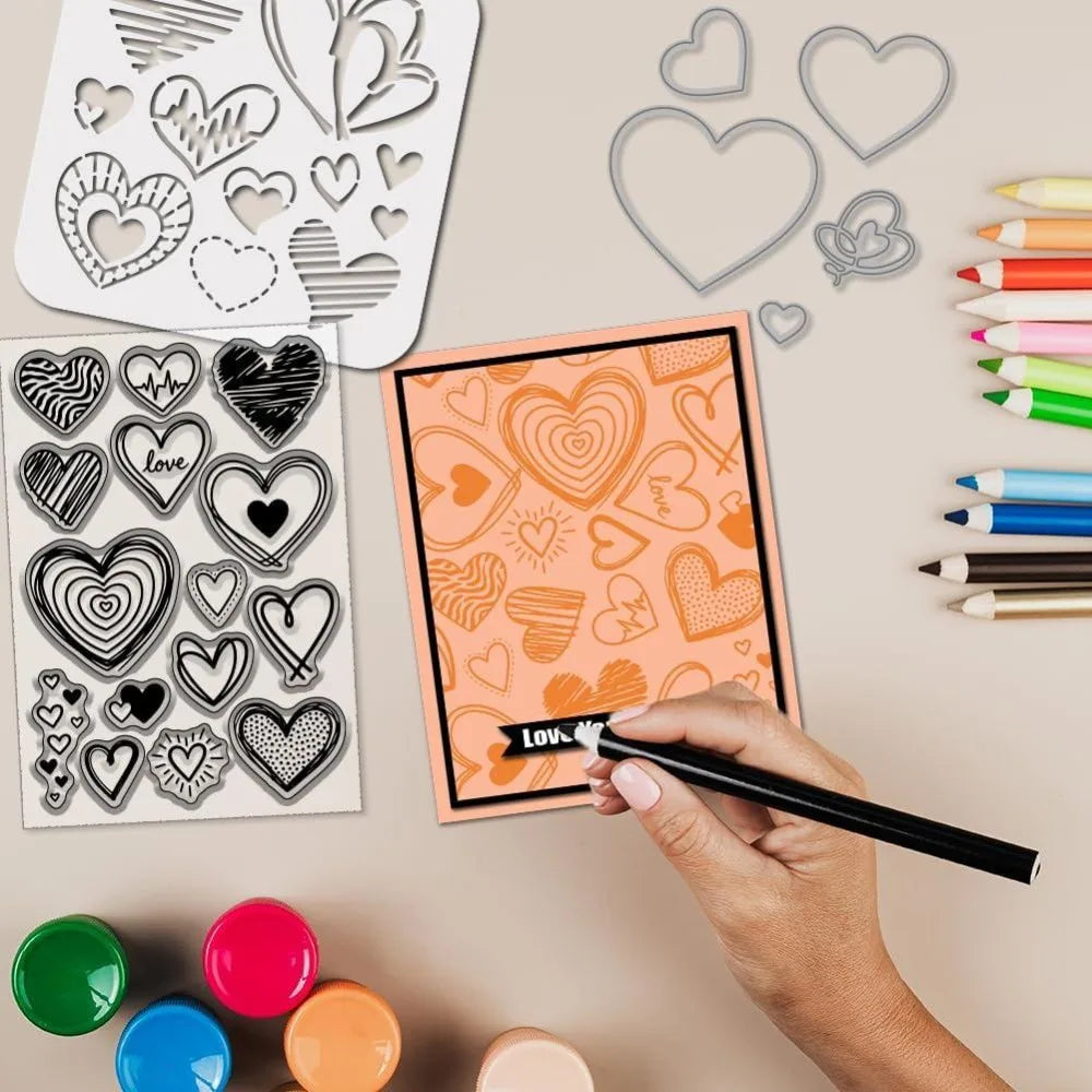 Heart Clear Stamps & Metal Cutting Dies for Card Making Craft Stamp & Die Set Axl