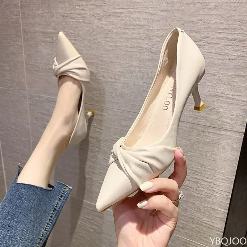 YBQJOO Women's Pointed Toe High Heel Pumps | Slip-On Work Shoes High Heel Pumps Axl Beige 39