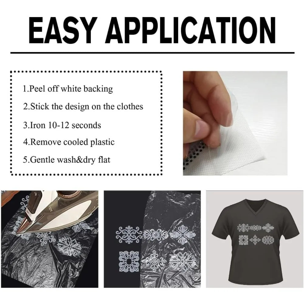 Rhinestone Iron-On Patch – Button Pattern Bling Appliqué 11.7×8.3" Iron-On Appliqué Patch Axl