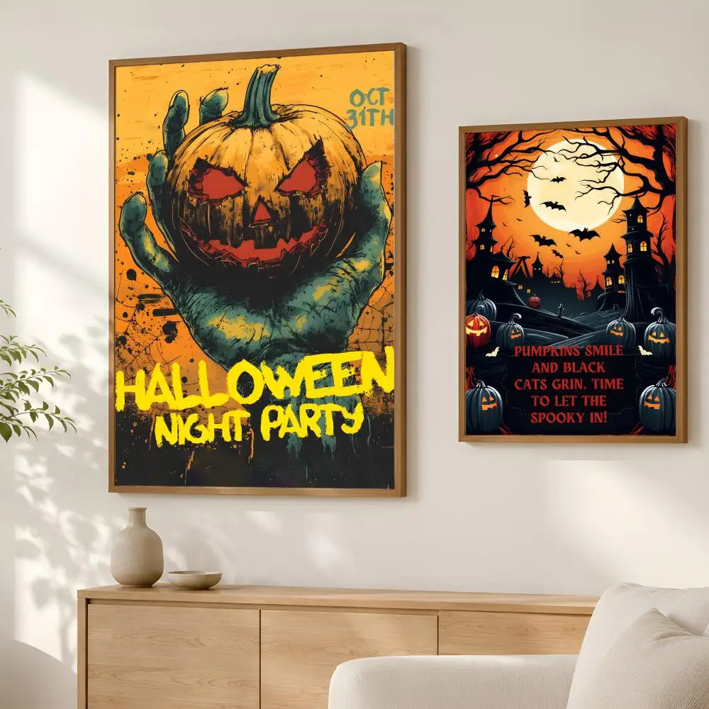 Halloween Self-Stick Wall Poster – Waterproof HD Home Decor Wall Art Poster Axl