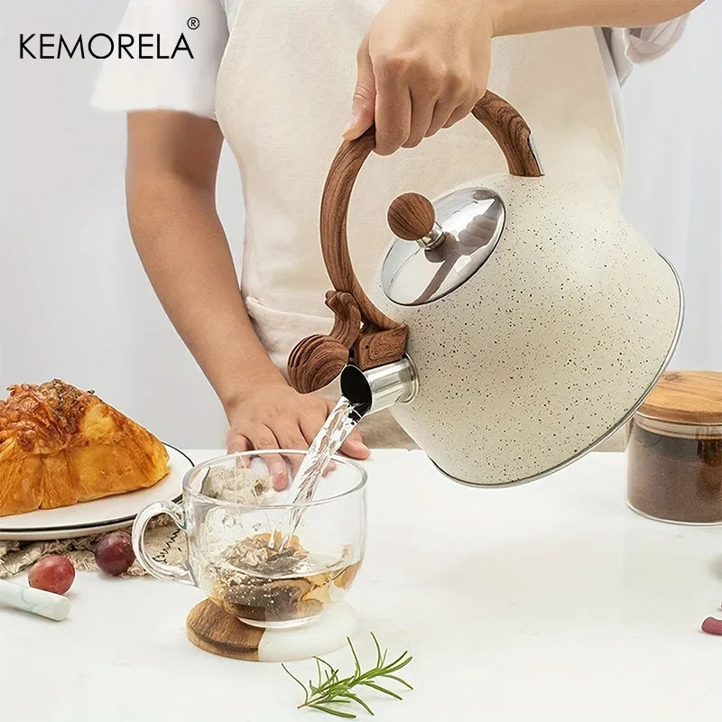 KEMORELA 2.5L Stainless Steel Whistle Kettle – Gas & Induction Stovetop Whistle Kettle Axl