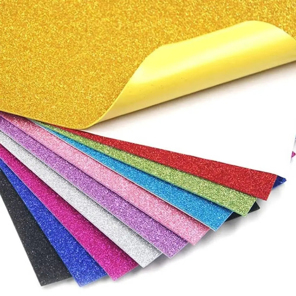 10-Pack Glitter EVA Foam Paper – Self-Adhesive A4 Craft Sheets Glitter Foam Craft Paper Axl