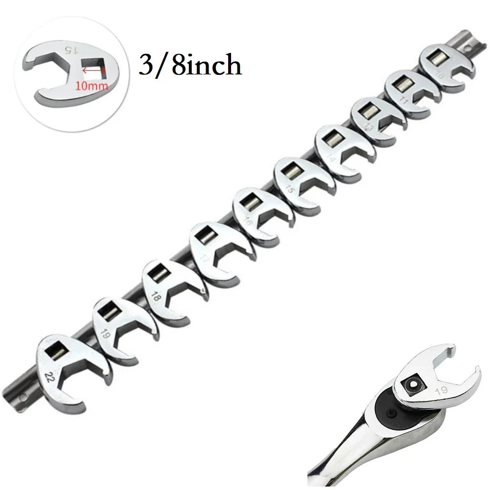 10-Piece Crowfoot Wrench Set | 3/8" Drive Metric 10–22mm Crowfoot Wrench Set Axl