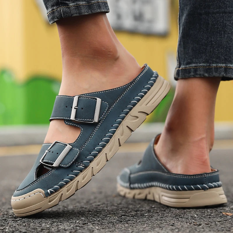 Women's Non-Slip Slip-On Casual Sandal Slippers | Indoor & Outdoor Slip-On Sandal Slippers Axl Navy Blue 37