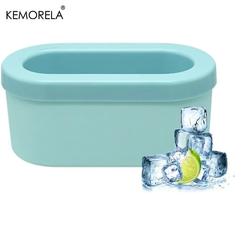 KEMORELA Silicone Ice Cube Mould with Oval Bucket & Storage Box Silicone Ice Mould Axl