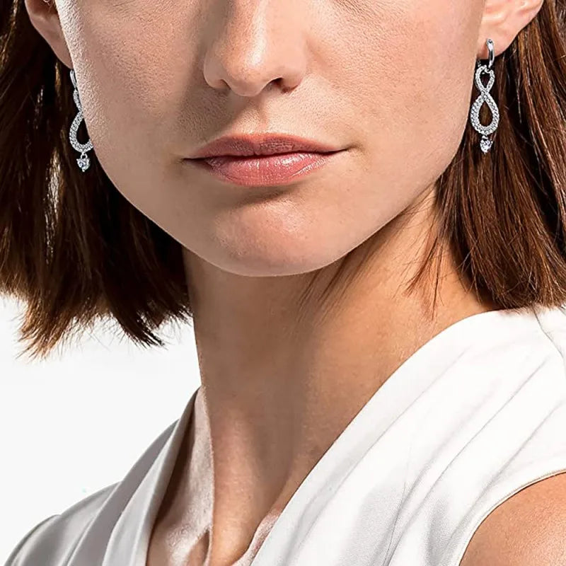 Huitan Infinity CZ Dangle Earrings – Bridal Wedding Jewelry CZ Dangle Earrings Axl