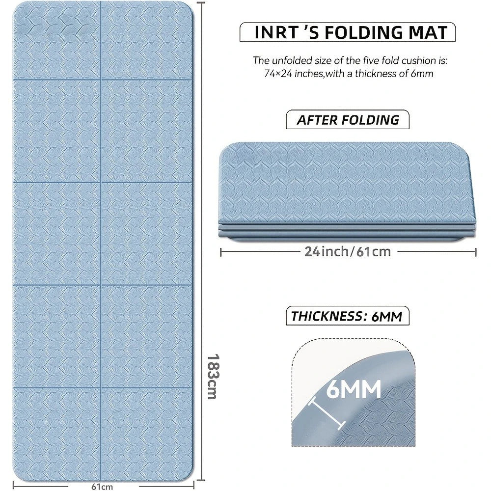 6mm Foldable TPE Yoga Mat – Non-Slip | Yoga & Pilates Foldable Yoga Mat Axl