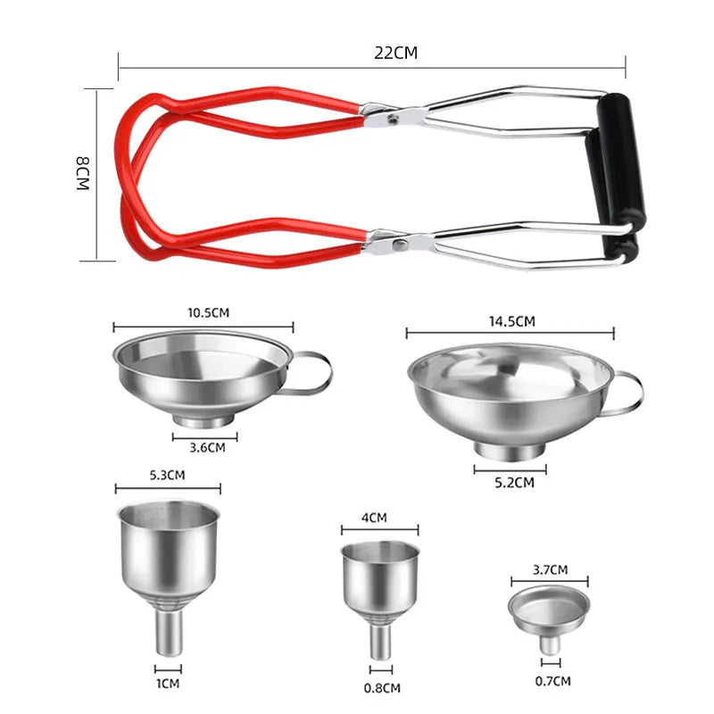 Stainless Steel Canning Funnel Set & Jar Lifter – 4/6 Pcs Canning Funnel Set Axl