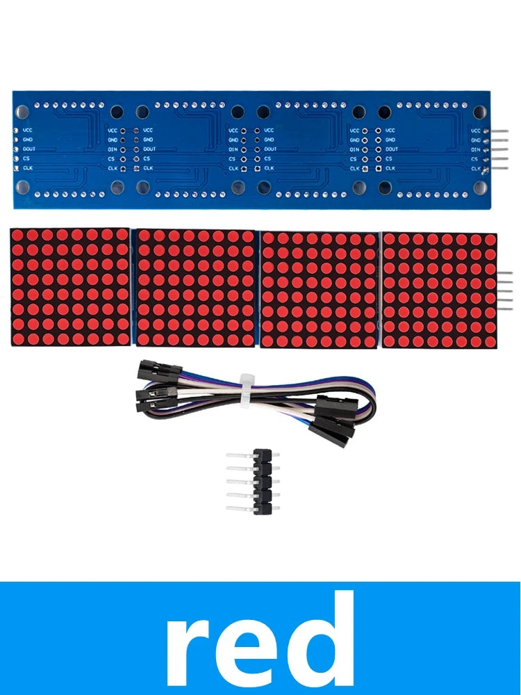 MAX7219 4-in-1 Dot Matrix Module for Arduino – 5P Cable LED Display Module Axl red