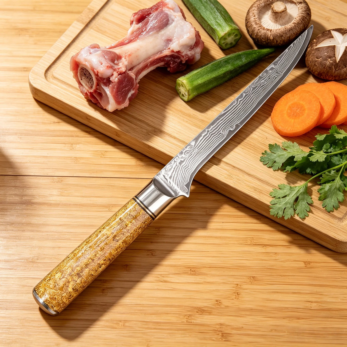 67-Layer Damascus Steel Boning Knife – Sharp Chef Slicing Knife Damascus Boning Knife Axl