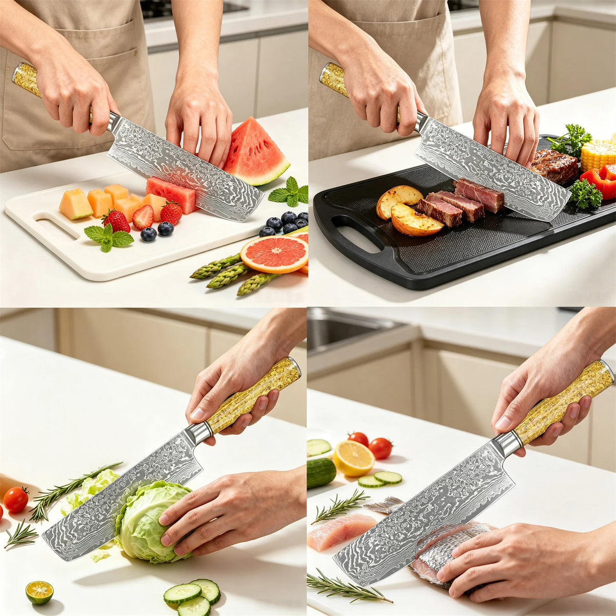 Damascus Steel 67-Layer Japanese Nakiri Knife | Sharp & Precise Damascus Kitchen Knife Axl