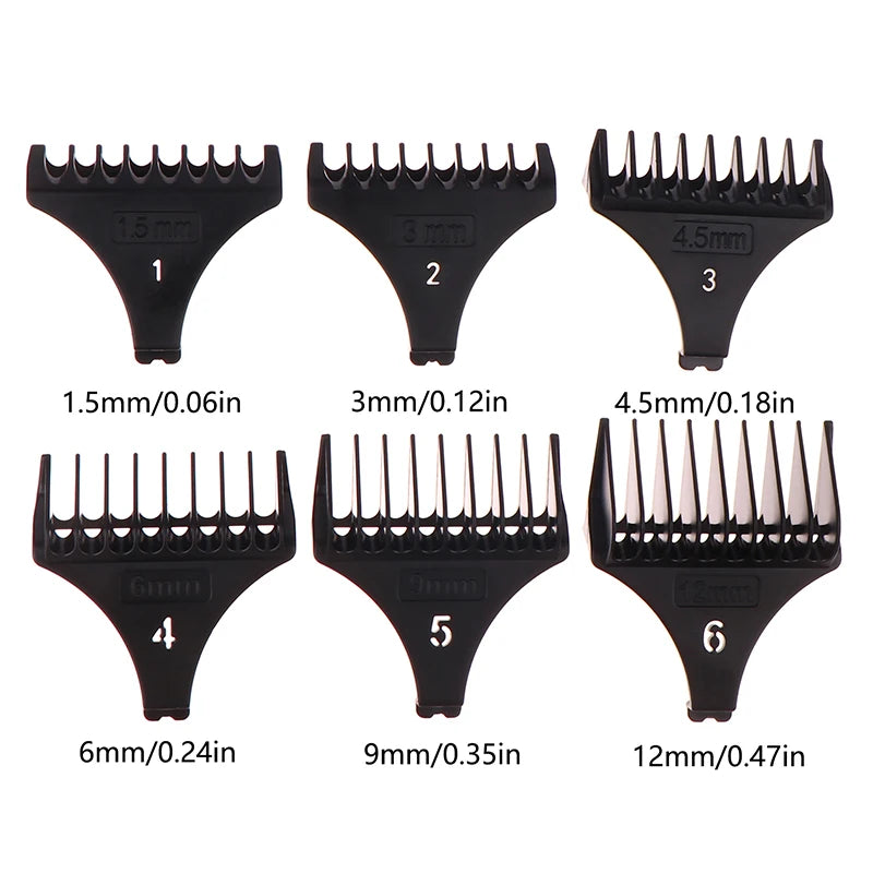 6-Pc Hair Trimmer Guide Comb Set – T9 Blade Guards 1.5–12mm Trimmer Guide Combs Axl Onesize