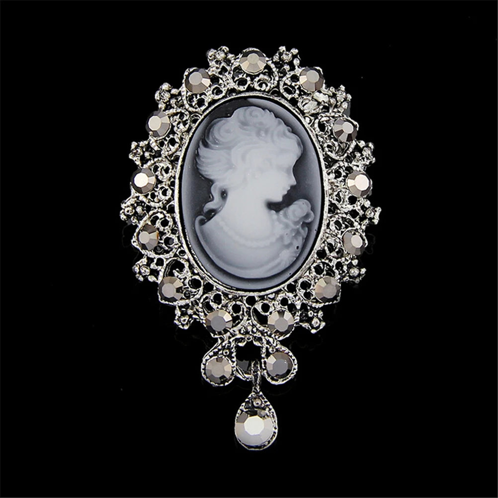 Vintage Cameo Victorian Crystal Brooch Pin – Women's Gift Brooch Pin Axl One Size Silver