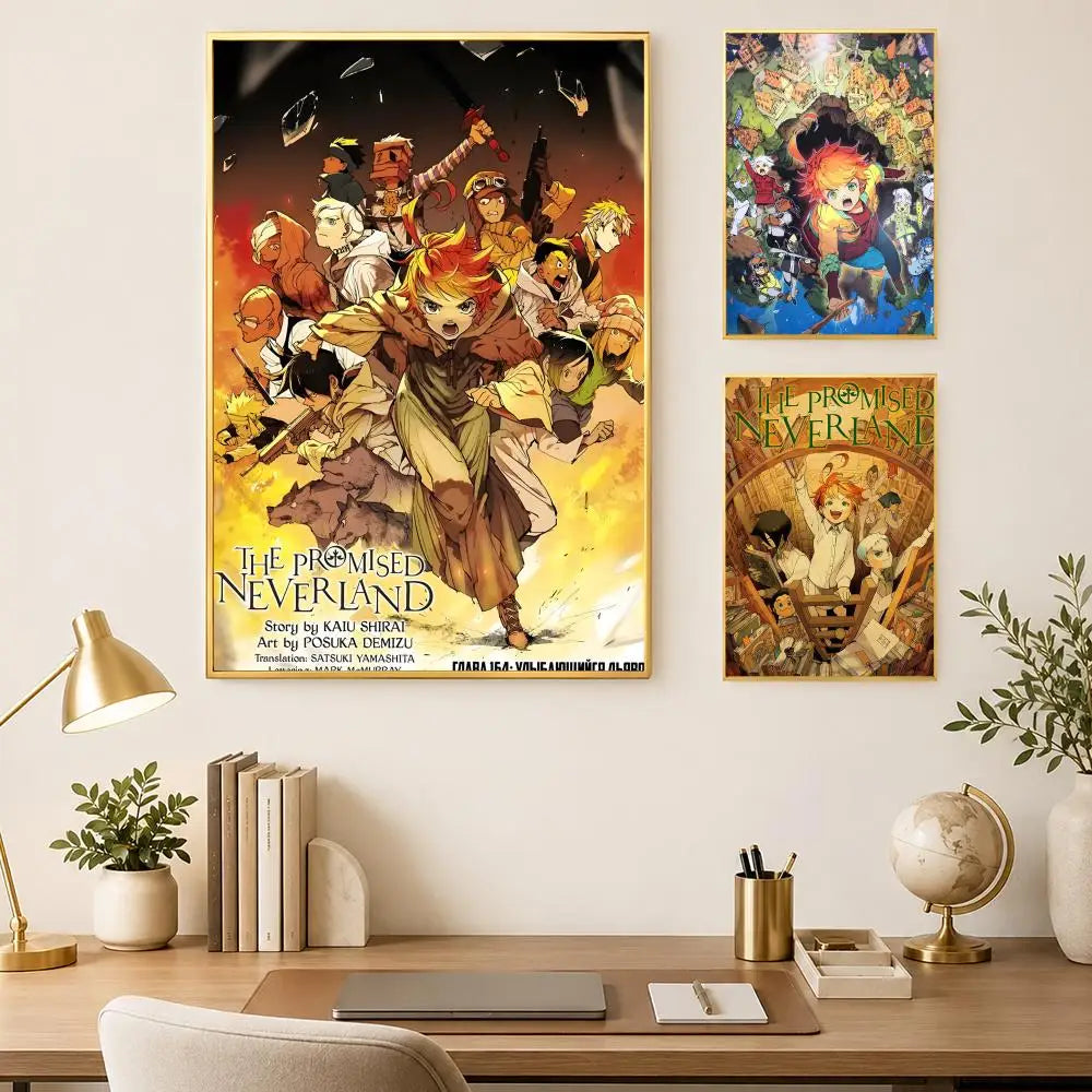 The Promised Neverland Anime Poster – HD Self-Stick PVC Wall Art Anime Wall Poster Axl