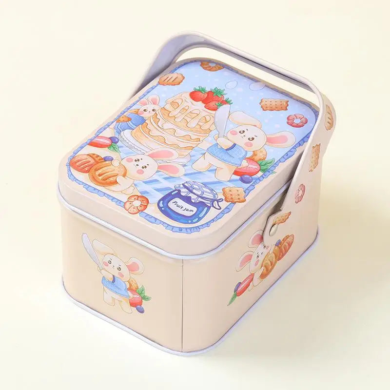 Vintage Tin Candy Box with Handle – Metal Storage Container Tin Storage Box Axl 10.5x8x6.3cm A1