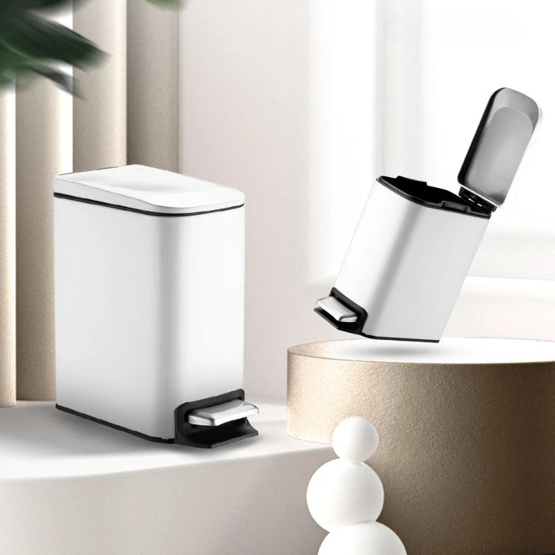 Nordic Stainless Steel Pedal Trash Can with Lid – 6L Square Pedal Trash Can Axl