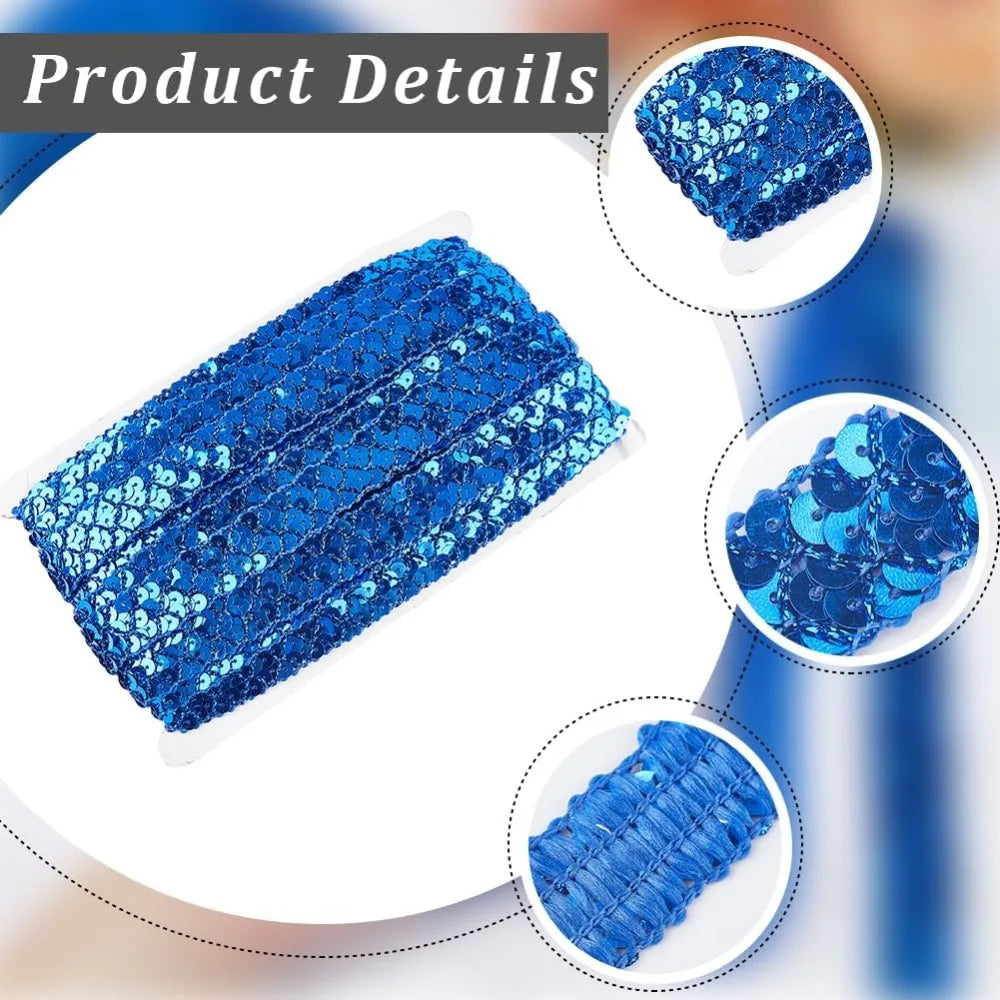 Blue Sequin Trim Roll 3-Row Paillette Ribbon 13m | Craft & Sewing Sequin Trim Roll Axl