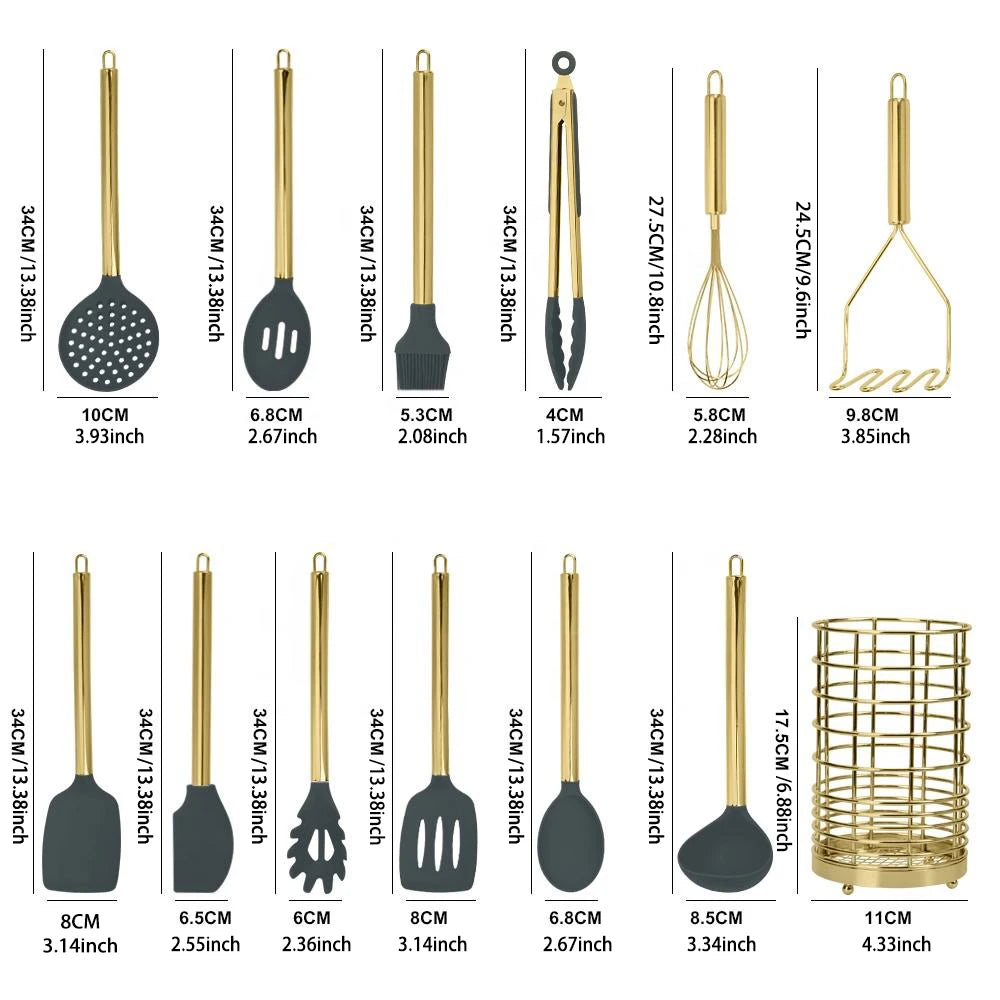 35-Piece Silicone Kitchen Utensil Set with Storage Bucket Silicone Utensil Set Axl