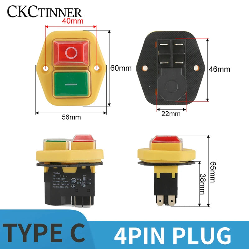 YH02A IP55 Electromagnetic Push Button Safety Switch – KLD28A KJD17A Push Button Switch Axl TYPE-C 4PIN PLUG 110 V