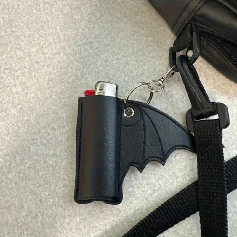 Bat Lip Balm Holder Keychain | PU Leather Punk Wing Design Lip Balm Keychain Axl