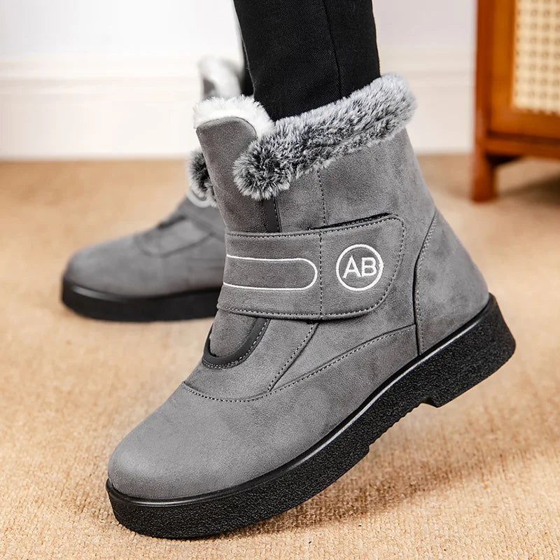 HAJINK Women's Plush Snow Ankle Boots – Low Heel Winter Booties Women's Snow Boots Axl