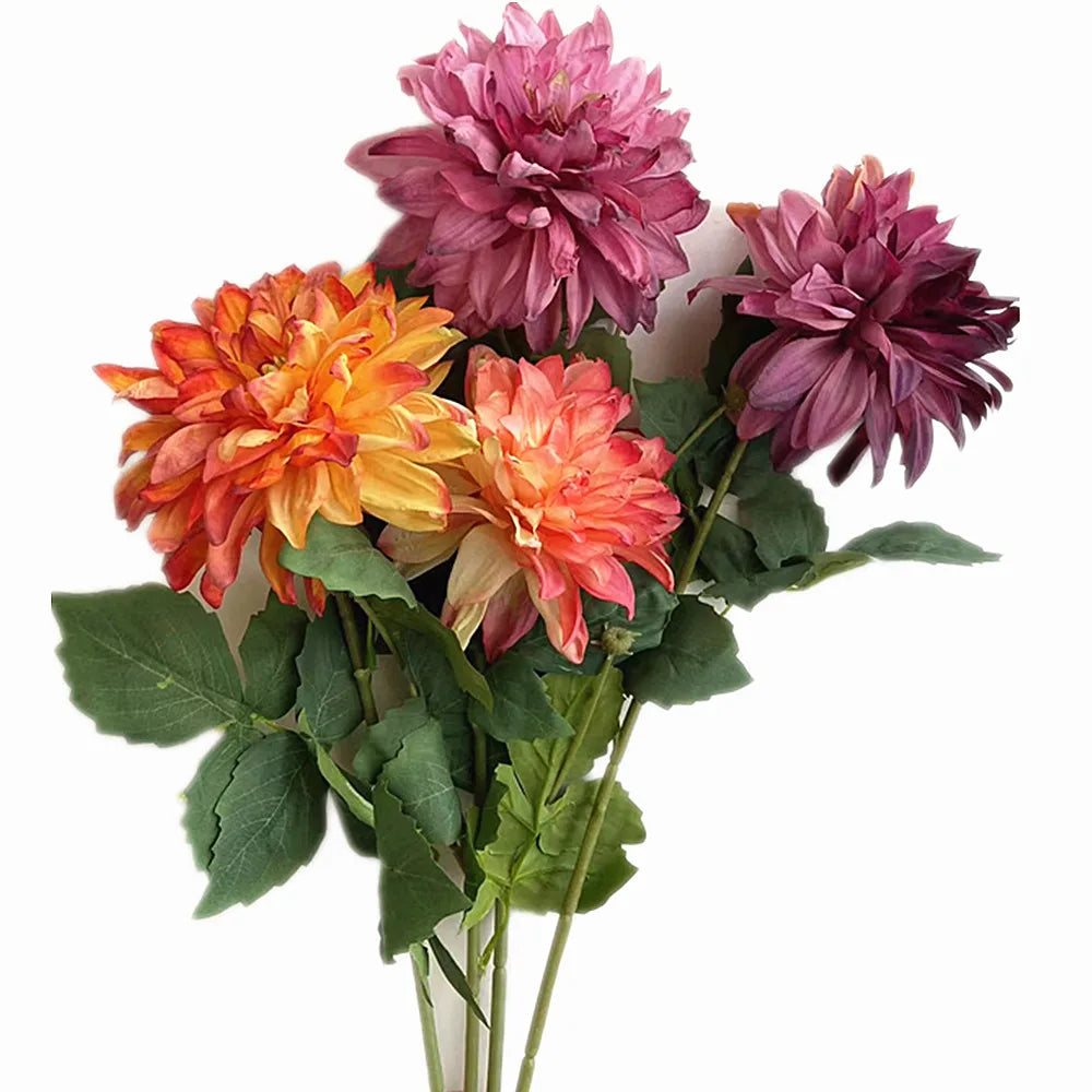 Artificial Silk Dahlia Flower Branch 65cm – Multi-Petal Stem Artificial Flower Branch Axl