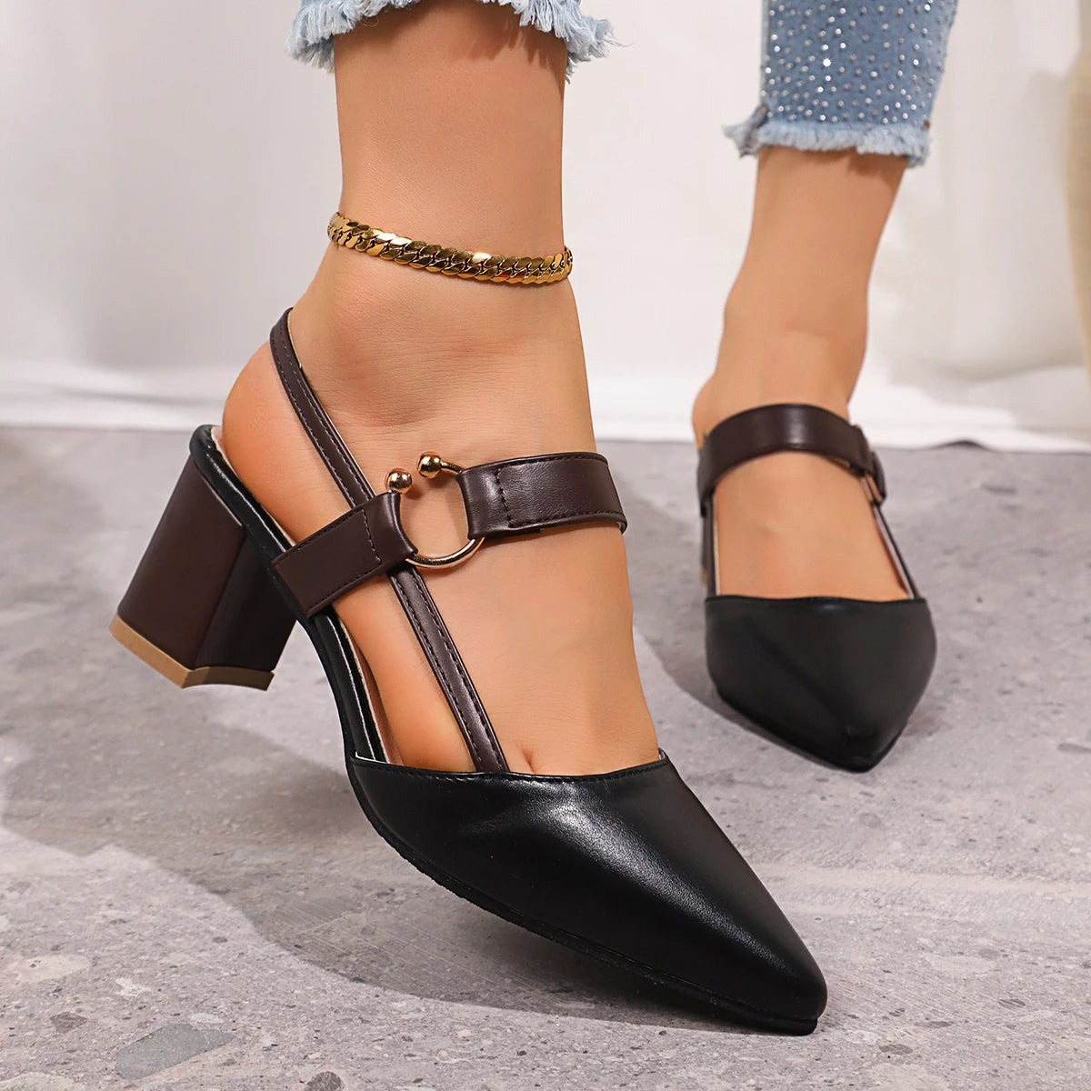Women's Pointed Toe High Heel Slingback Sandals | Fashion Pumps High Heel Sandals Axl