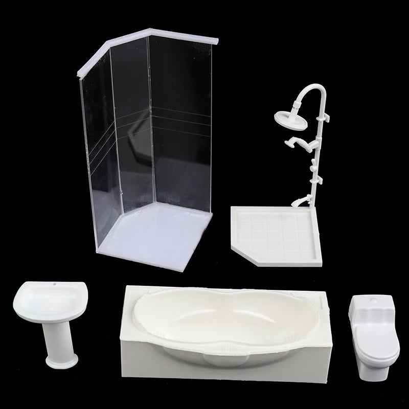 1:25 Dollhouse Miniature Bathroom Set – Toilet, Tub & Sink Dollhouse Accessory Set Axl