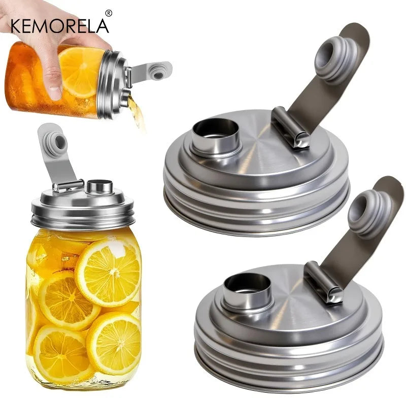 Mason Jar Stainless Steel Pour Spout Lid | 86mm Wide Mouth Mason Jar Lid Axl