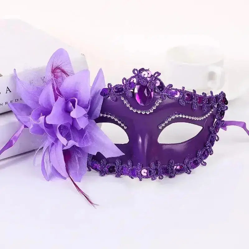Lace Half Face Mask – Lily Flower Cosplay & Party Accessory Cosplay Face Mask Axl Purple