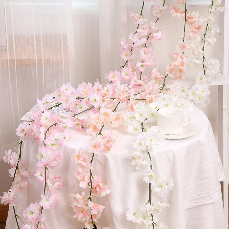 180cm Artificial Sakura Silk Flower Vine | Wedding & Home Decor Artificial Flower Vine Axl