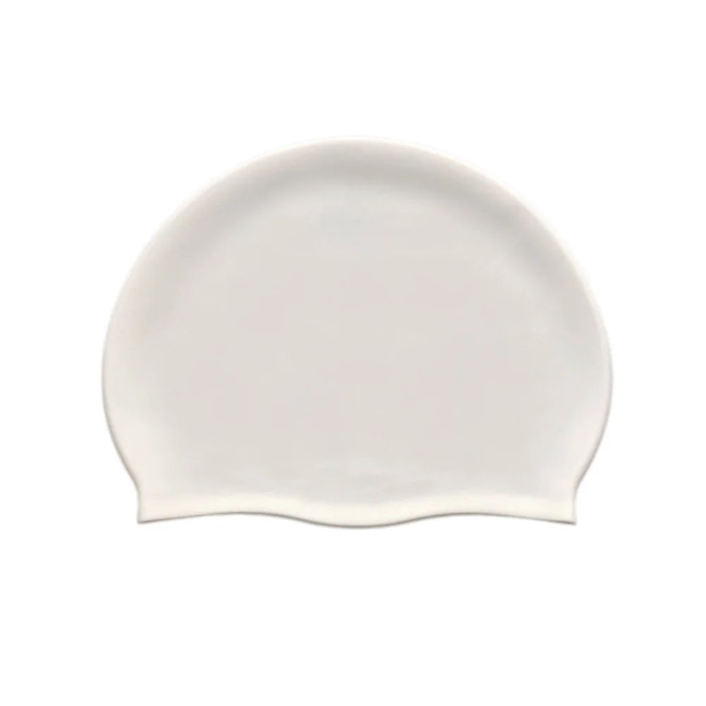 Plus Size Silicone Swim Cap – Printed, Waterproof & Ear Guard Silicone Swim Cap Axl White