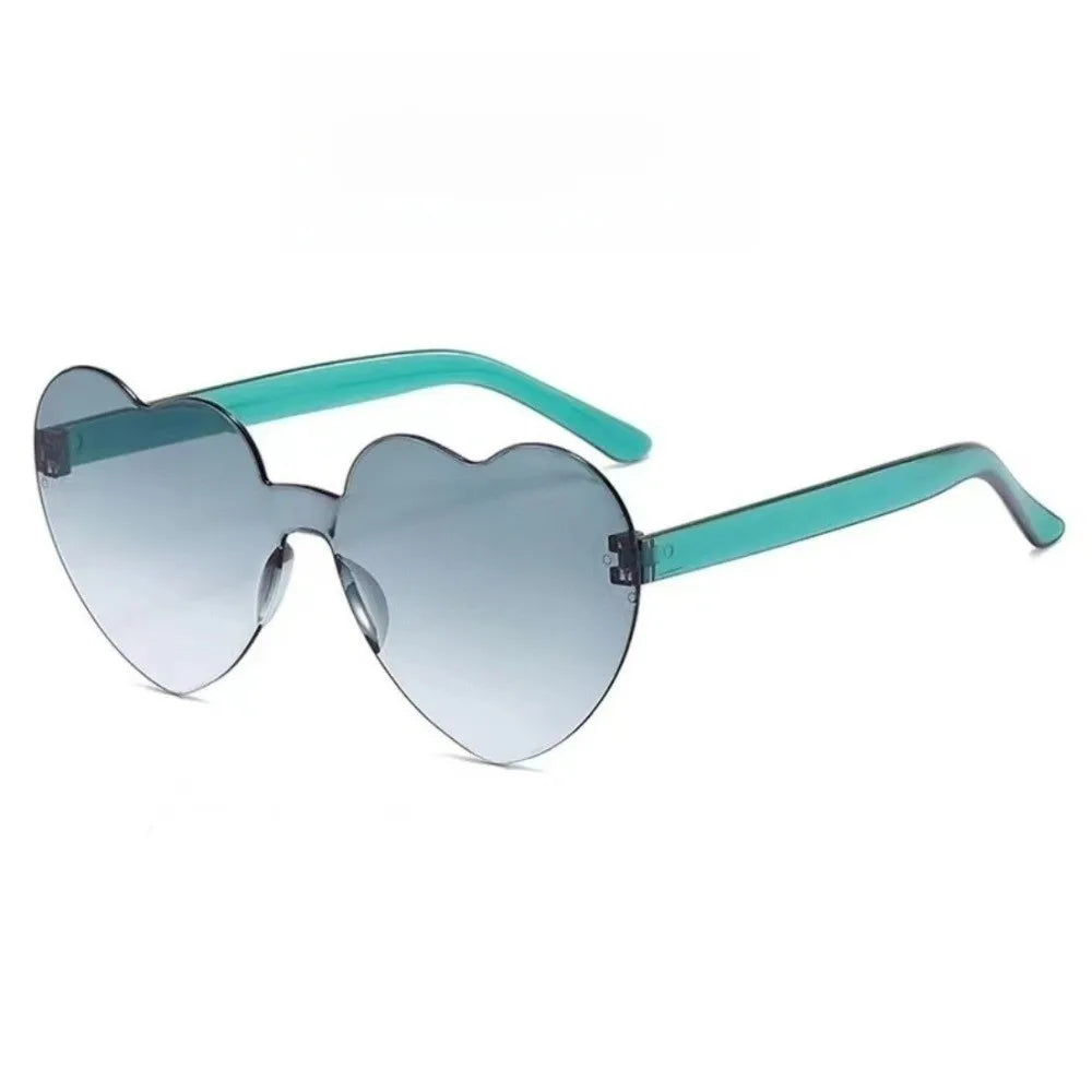 Heart Shape UV Sunglasses – Colorful Gradient Rimless Shades