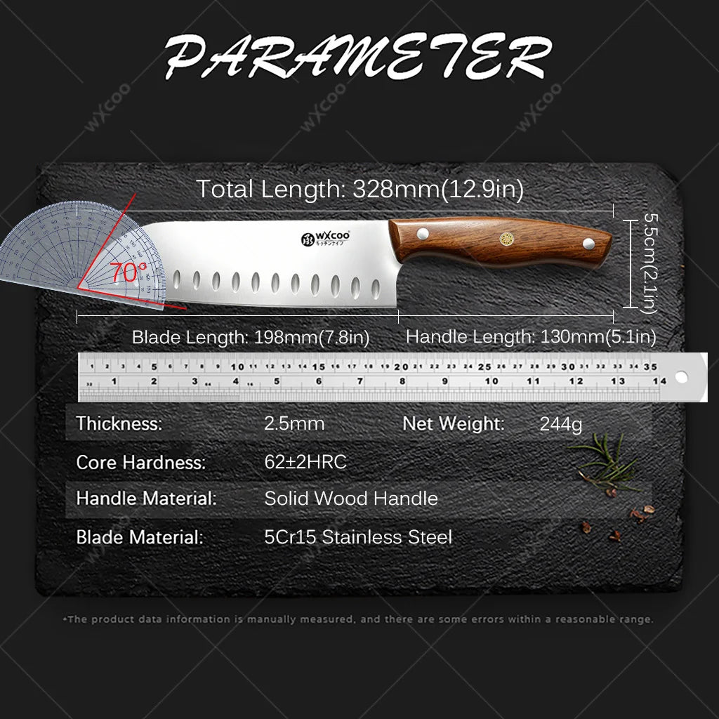 WXCOO 7.8" Santoku Knife – Japanese Stainless Steel Chef Knife Santoku Chef Knife Axl
