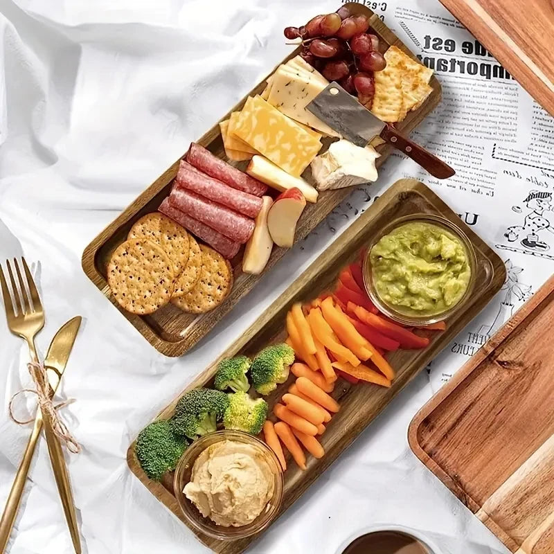 Solid Wood Fruit & Snack Serving Tray – Multi-Size Wooden Plate Wooden Serving Tray Axl