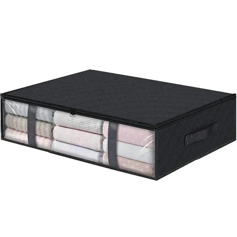 Underbed Storage Bag – Foldable Dustproof Quilt Organizer Underbed Storage Bag Axl Black 60x45x15cm