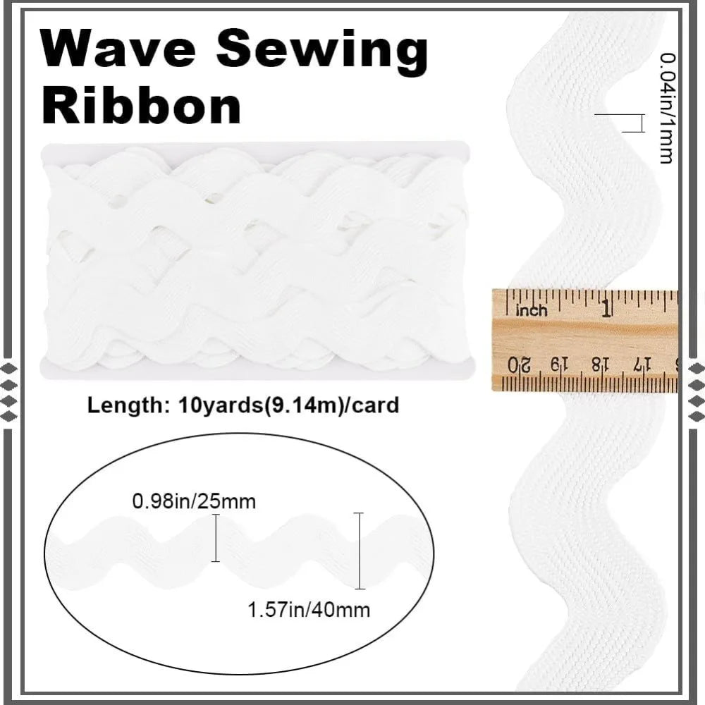 White Jumbo Rick Rack Trim 10 Yards – 1.58" Zig Zag Ribbon Sewing Trim Ribbon Axl