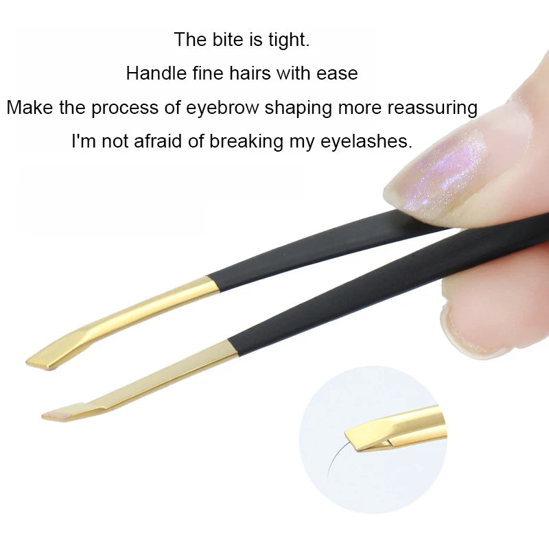 Stainless Steel Slant Tweezers – Eyebrow, Lash & Beard Tool Beauty Tweezers Axl